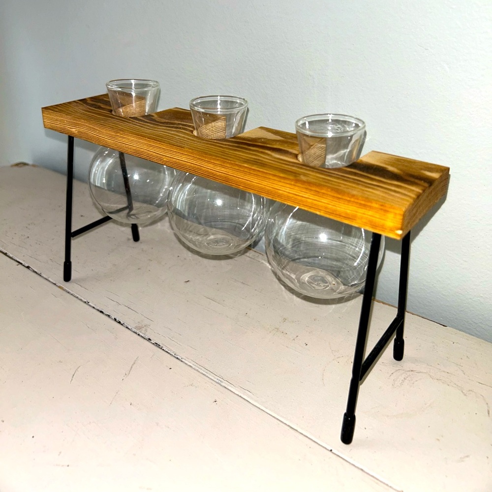 Wood and Glass Plant Holder